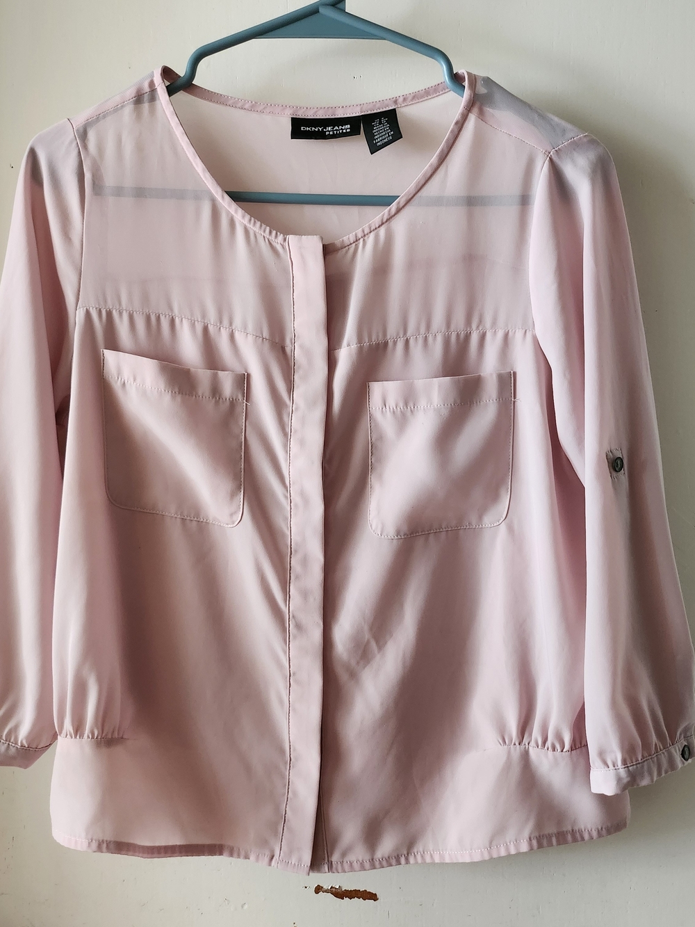 DKNY Light Pink Button-Front Blouse